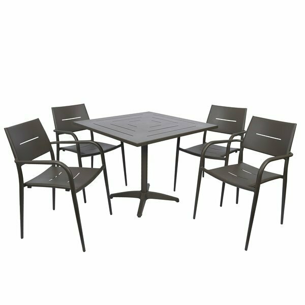 Bfm Seating Hampton 36'' Square Bronze Aluminum Outdoor Table with 4 Chairs 163YNHH36S
